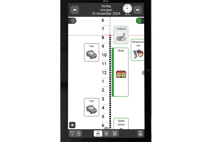 Prosukten MEMOplanner Large - en digital skärm som visar planering för dagen